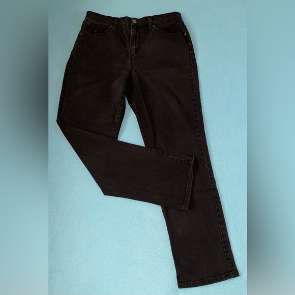 GLORIA VANDERBILT Amanda denim 5 pocket stretchy jeans black size 10 short - Picture 10 of 11